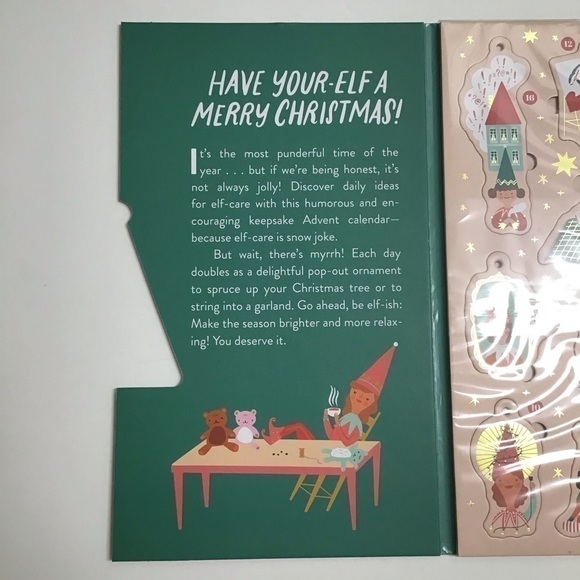 NEW Elf Advent Calendar 24 Pop Out Ornaments Cord Tis the Season for Elf-Care - Picture 5 of 11